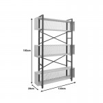 Βιβλιοθήκη Fifer pakoworld σε oak-μαύρη απόχρωση 120x28x185εκ c496170