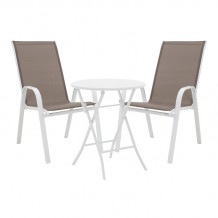 Τραπεζαρία Albero-Calan pakoworld 3τεμ μέταλλο σε λευκή απόχρωση Φ60x70εκ c496230