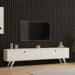 Έπιπλο τηλεόρασης Jate pakoworld σε λευκή απόχρωση 160x25x40εκ c496231