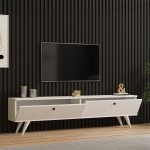 Έπιπλο τηλεόρασης Jate pakoworld σε λευκή απόχρωση 160x25x40εκ c496231