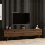 Έπιπλο τηλεόρασης Jate pakoworld σε καρυδί απόχρωση 160x25x40εκ c496238