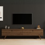 Έπιπλο τηλεόρασης Jate pakoworld σε καρυδί απόχρωση 160x25x40εκ c496238