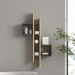 Ραφιέρα τοίχου Garel pakoworld σε oak-ανθρακί απόχρωση 53 8x19 6x108εκ c496250