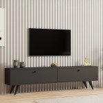 Έπιπλο τηλεόρασης Jate pakoworld σε ανθρακί απόχρωση 160x25x40εκ c496252