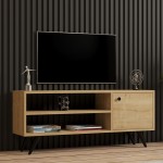 Έπιπλο τηλεόρασης Wison pakoworld σε oak απόχρωση 120x29x50εκ c496256
