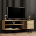 Έπιπλο τηλεόρασης Wison pakoworld σε oak απόχρωση 120x29x50εκ c496256