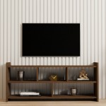 Έπιπλο τηλεόρασης Kapri pakoworld σε καρυδί απόχρωση 120x28x55εκ c496258