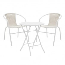 Τραπεζαρία Albero-Obbi pakoworld 3τεμ μέταλλο σε λευκή απόχρωση Φ60x70εκ c496261