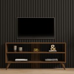 Έπιπλο τηλεόρασης Prestige pakoworld σε καρυδί απόχρωση 120x29 6x50εκ c496277