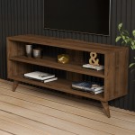 Έπιπλο τηλεόρασης Prestige pakoworld σε καρυδί απόχρωση 120x29 6x50εκ c496277