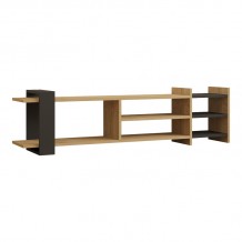 Έπιπλο τηλεόρασης Rinia pakoworld σε oak-ανθρακί απόχρωση 153 60x26x40εκ c496298
