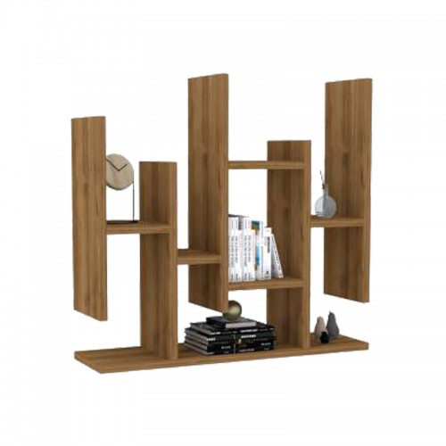 Ραφιέρα τοίχου Bemba pakoworld σε καρυδί απόχρωση 70x19 6x68 8εκ c496364