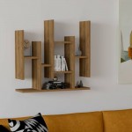 Ραφιέρα τοίχου Bemba pakoworld σε καρυδί απόχρωση 70x19 6x68 8εκ c496364