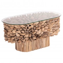 ΤΡΑΠΕΖΙ ΣΑΛΟΝΙΟΥ ΟΒΑΛ SPARROW HM9962 DRIFTWOOD--ΓΥΑΛΙ 106x55 5x50 5Υεκ c496434