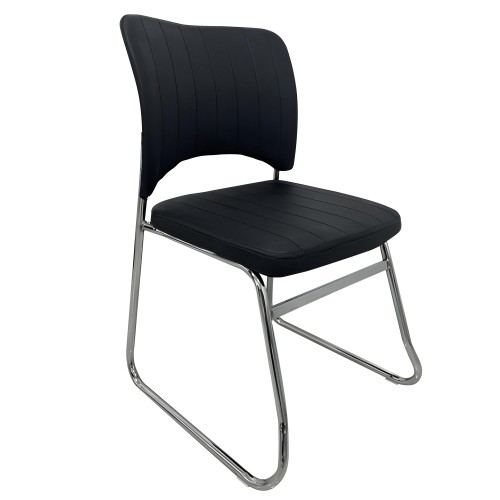 Καρέκλα Επισκέπτη COMFORTHUB Μαύρο Χρώμιο PU Μέταλλο 43x42x78cm c496514