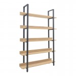 Βιβλιοθήκη Almond pakoworld σε oak-μαύρη απόχρωση 120x29x185εκ c496533
