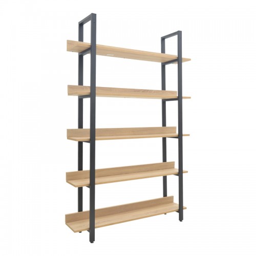 Βιβλιοθήκη Almond pakoworld σε oak-μαύρη απόχρωση 120x29x185εκ c496533