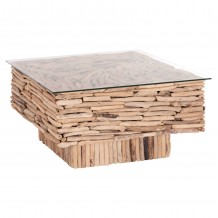 ΤΡΑΠΕΖΙ ΣΑΛΟΝΙΟΥ ΤΕΤΡΑΓΩΝΟ SPARROW HM9960 DRIFTWOOD--ΓΥΑΛΙ 95x95x51 5Υεκ c496619