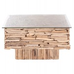 ΤΡΑΠΕΖΙ ΣΑΛΟΝΙΟΥ ΤΕΤΡΑΓΩΝΟ SPARROW HM9960 DRIFTWOOD--ΓΥΑΛΙ 95x95x51 5Υεκ c496619