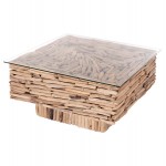 ΤΡΑΠΕΖΙ ΣΑΛΟΝΙΟΥ ΤΕΤΡΑΓΩΝΟ SPARROW HM9960 DRIFTWOOD--ΓΥΑΛΙ 95x95x51 5Υεκ c496619