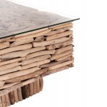 ΤΡΑΠΕΖΙ ΣΑΛΟΝΙΟΥ ΤΕΤΡΑΓΩΝΟ SPARROW HM9960 DRIFTWOOD--ΓΥΑΛΙ 95x95x51 5Υεκ c496619