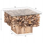 ΤΡΑΠΕΖΙ ΣΑΛΟΝΙΟΥ ΤΕΤΡΑΓΩΝΟ SPARROW HM9961 DRIFTWOOD--ΓΥΑΛΙ 75x75x51Υεκ c496622
