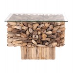 ΤΡΑΠΕΖΙ ΣΑΛΟΝΙΟΥ ΤΕΤΡΑΓΩΝΟ SPARROW HM9961 DRIFTWOOD--ΓΥΑΛΙ 75x75x51Υεκ c496622