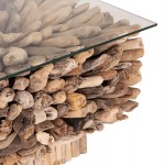 ΤΡΑΠΕΖΙ ΣΑΛΟΝΙΟΥ ΤΕΤΡΑΓΩΝΟ SPARROW HM9961 DRIFTWOOD--ΓΥΑΛΙ 75x75x51Υεκ c496622