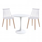 Τραπεζαρία Elijah-Aurora I pakoworld σετ 3τεμ pp σε λευκή απόχρωση με φυσικό πόδι Φ60x74εκ c496694