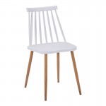 Τραπεζαρία Elijah-Aurora I pakoworld σετ 3τεμ pp σε λευκή απόχρωση με φυσικό πόδι Φ60x74εκ c496694