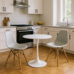 Τραπεζαρία Elijah-Julita pakoworld σετ 3τεμ pp-pu σε λευκή απόχρωση με φυσικό πόδι Φ60x74εκ c496697