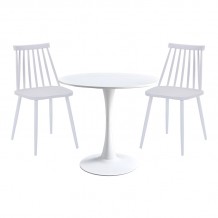 Τραπεζαρία Elijah-Aurora I pakoworld σετ 3τεμ pp σε λευκή απόχρωση Φ60x74εκ c496704