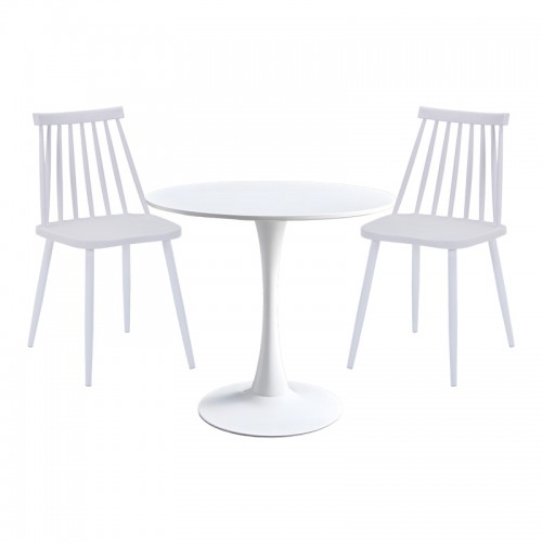 Τραπεζαρία Elijah-Aurora I pakoworld σετ 3τεμ pp σε λευκή απόχρωση Φ60x74εκ c496704