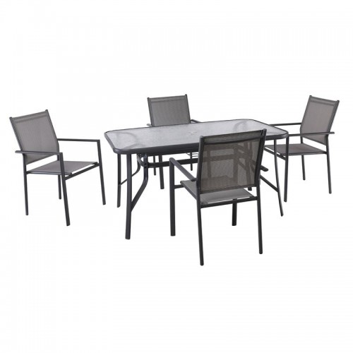 LANSON - RIO Set Τραπεζαρία Μέταλλο Ανθρακί Textilene Γκρι Τραπέζι 4 Πολυθρόνες c496814