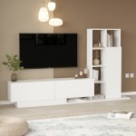 Σύνθετο σαλονιού Damon pakoworld σε λευκή απόχρωση 140x29 5x39 5εκ c496888