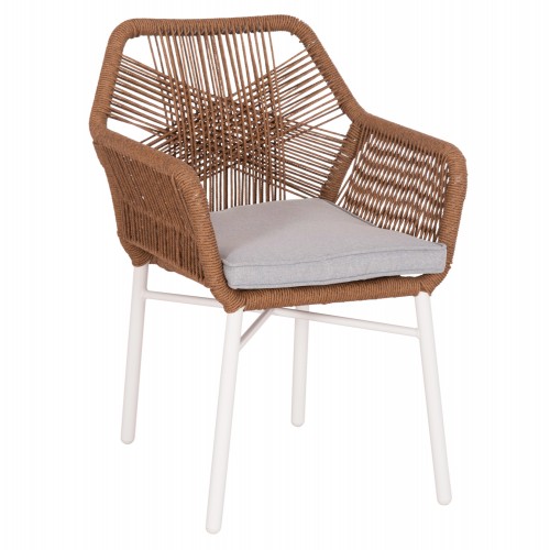 ΠΟΛΥΘΡΟΝΑ TOPIN HM6048 11 ΑΛΟΥΜΙΝΙΟ ΛΕΥΚΟ-P E RATTAN ΜΠΕΖ 59x63x81Υεκ c496906