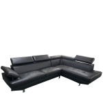 Καναπές Γωνιακός ArteLibre MASAL Μαύρο PU 280x185x85cm c497045