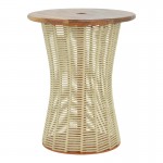 Τραπέζι Lemelo pakoworld μέταλλο-sal wood-γιούτα σε εκρού απόχρωση Φ61x76εκ c497221