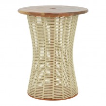 Τραπέζι Lemelo pakoworld μέταλλο-sal wood-γιούτα σε εκρού απόχρωση Φ61x76εκ c497221