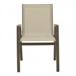 Πολυθρόνα Azelie pakoworld στοιβαζόμενη σαμπανιζέ αλουμίνιο και textilene σε ανοιχτή γκρι απόχρωση 56x75x88εκ c497247