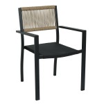 Πολυθρόνα Κήπου ArteLibre HORUS Μαύρο Καφέ Αλουμίνιο Rattan 56x58x83cm c497310