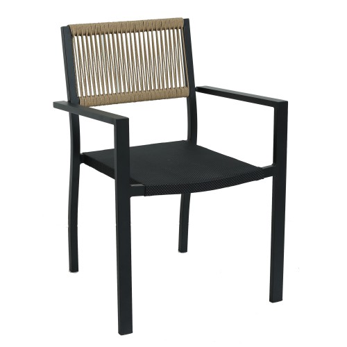 Πολυθρόνα Κήπου ArteLibre HORUS Μαύρο Καφέ Αλουμίνιο Rattan 56x58x83cm c497310