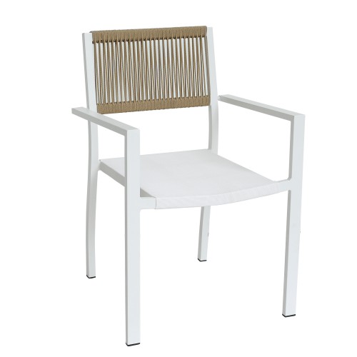 Πολυθρόνα Κήπου ArteLibre HORUS Λευκό Καφέ Αλουμίνιο Rattan 56x58x83cm c497311