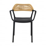 DOLLI Πολυθρόνα Στοιβαζόμενη PP-UV Μαύρο Rope Wicker Φυσικό c497409