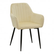 Πολυθρόνα Noor pakoworld μπεζ βελούδο με πόδι μετάλλου σε μαύρη απόχρωση 58x58x86εκ SET 2τμχ c497427