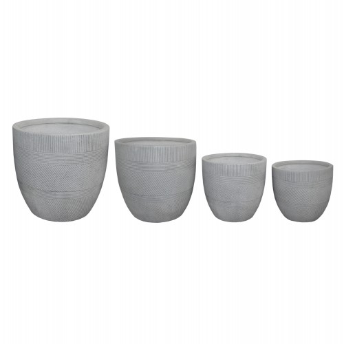 ΣΕΤ 4ΤΜΧ ΓΛΑΣΤΡΕΣ ΣΤΡΟΓΓΥΛΕΣ ΣΕΙΡΑ GARDENER HM4719 FIBERCLAY-ΧΡΩΜΑ CEMENT Φ44x43Υεκ c497491