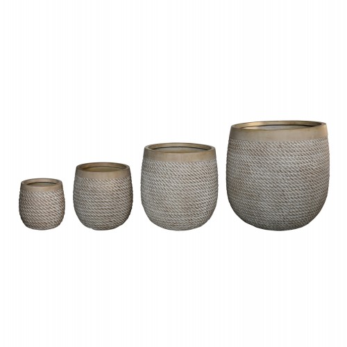ΣΕΤ 4ΤΜΧ ΓΛΑΣΤΡΕΣ ΣΤΡΟΓΓΥΛΕΣ GARDENER HM4722 FIBERCLAY--IVORY CEMENT Φ56x54 5Υεκ c497494