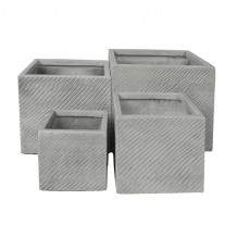 ΣΕΤ 4ΤΜΧ ΓΛΑΣΤΡΕΣ ΤΕΤΡΑΓΩΝΕΣ GARDENER HM4730 FIBERCLAY ΓΚΡΙ CEMENT 37x37x31 5Υεκ c497498