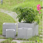 ΣΕΤ 4ΤΜΧ ΓΛΑΣΤΡΕΣ ΤΕΤΡΑΓΩΝΕΣ GARDENER HM4730 FIBERCLAY ΓΚΡΙ CEMENT 37x37x31 5Υεκ c497498