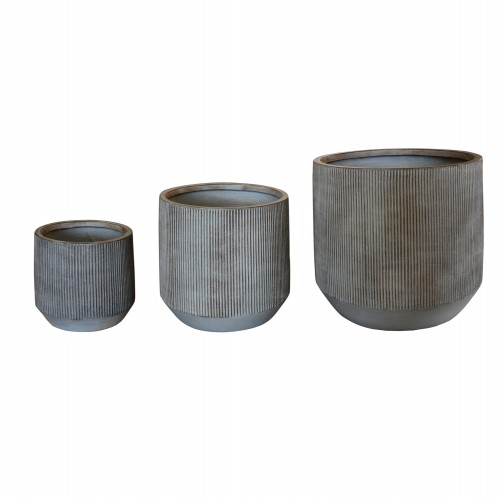 ΣΕΤ 3ΤΜΧ ΓΛΑΣΤΡΕΣ ΣΤΡΟΓΓΥΛΕΣ ΣΕΙΡΑ GARDENER HM4724 FIBERCLAY-ΧΡΩΜΑ CEMENT Φ59x55Υεκ c497541